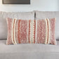 14" X 26" Natural And Russet Lumbar Striped Cotton Throw Pillow with Texture