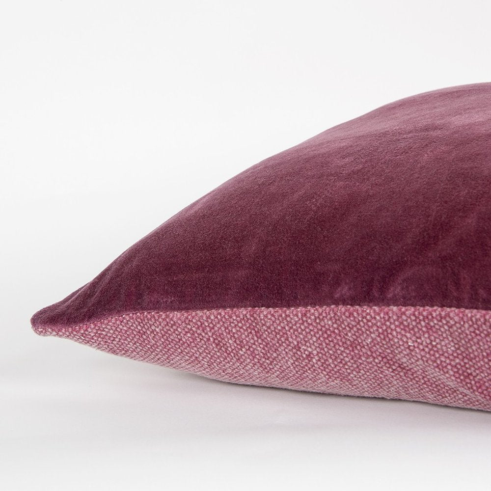 22" Raspberry Cotton Velvet Throw Pillow