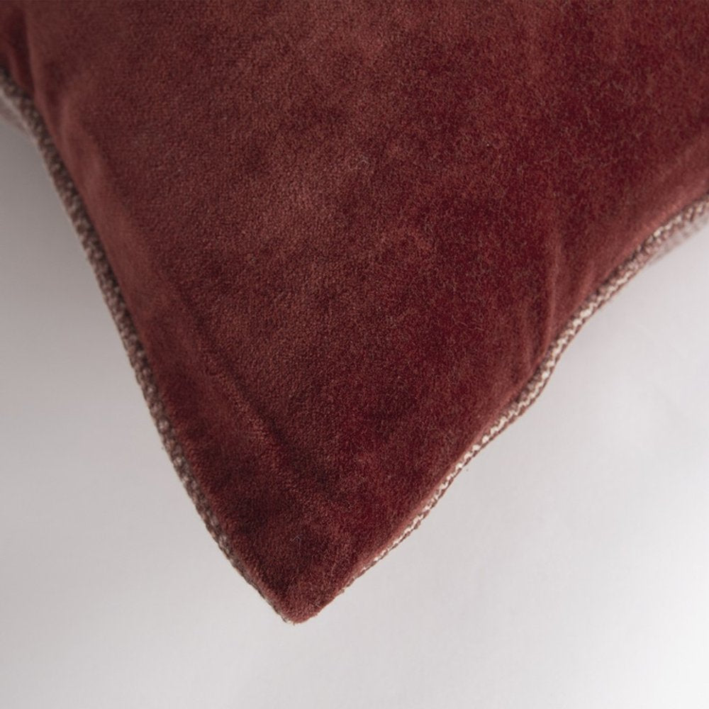22" Raspberry Cotton Velvet Throw Pillow