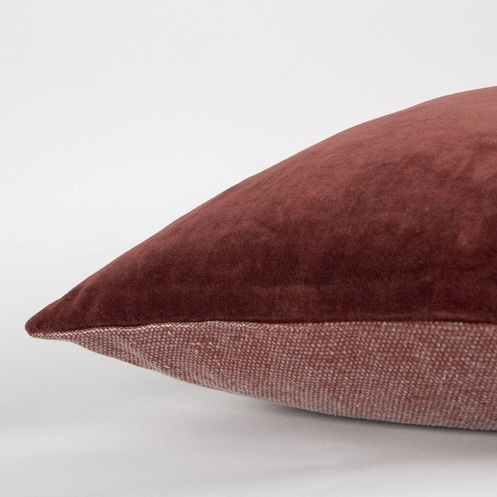 22" Raspberry Cotton Velvet Throw Pillow