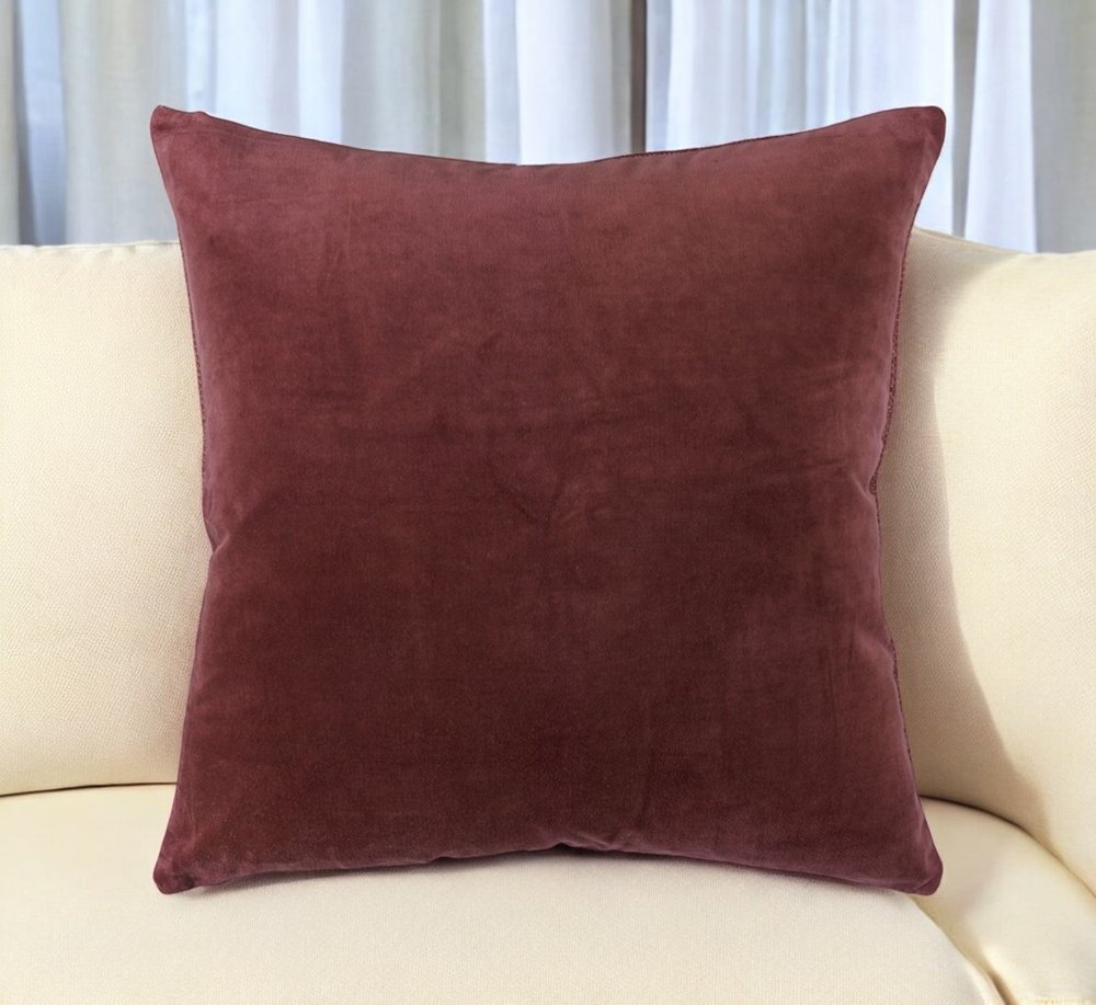 22" Raspberry Cotton Velvet Throw Pillow