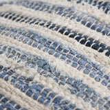 14" X 26" Denim Blue And Ivory Cotton Throw Pillow with Tassels And Texture