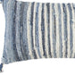 14" X 26" Denim Blue And Ivory Cotton Throw Pillow with Tassels And Texture