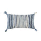 14" X 26" Denim Blue And Ivory Cotton Throw Pillow with Tassels And Texture