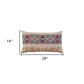 Red Beige Patterned Panel Lumbar Pillow