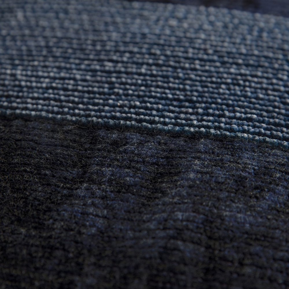 14" X 26" Navy Blue Lumbar Striped Cotton Throw Pillow