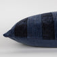 14" X 26" Navy Blue Lumbar Striped Cotton Throw Pillow