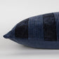 14" X 26" Navy Blue Lumbar Striped Cotton Throw Pillow