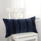 14" X 26" Navy Blue Lumbar Striped Cotton Throw Pillow