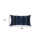 14" X 26" Navy Blue Lumbar Striped Cotton Throw Pillow