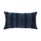 14" X 26" Navy Blue Lumbar Striped Cotton Throw Pillow