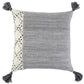 20" Gray and Ivory Herringbone Cotton Throw Pillow With Tassels