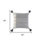 20" Gray and Ivory Herringbone Cotton Throw Pillow With Tassels