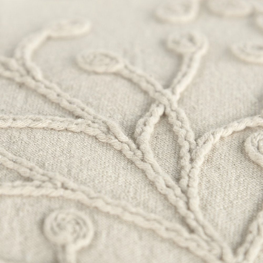 14" X 26" Yellow Botanical Throw Pillow With Embroidery