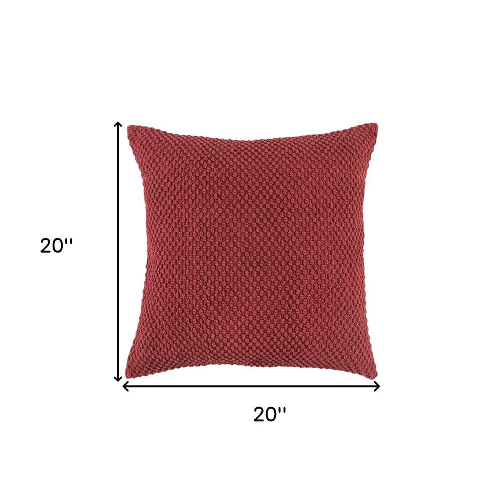 20" Merlot Cotton Throw Pillow with Nubby Texture