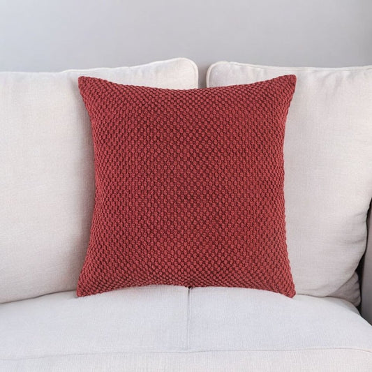 20" Merlot Cotton Throw Pillow with Nubby Texture