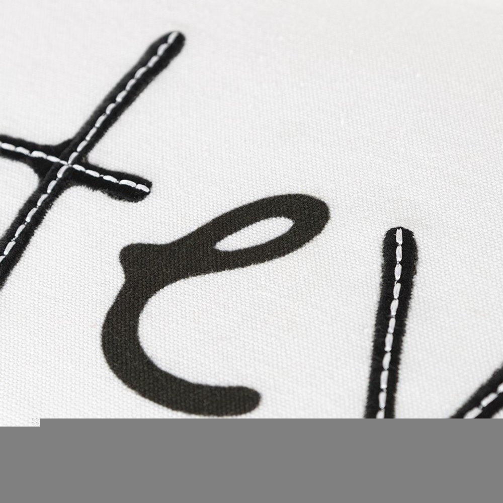 Black and White Whatever Embroidered Lumbar Pillow