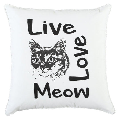 Black and White Live Love Meow Throw Pillow