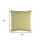 22" Green and White Quatrefoil Indoor Outdoor Throw Pillow