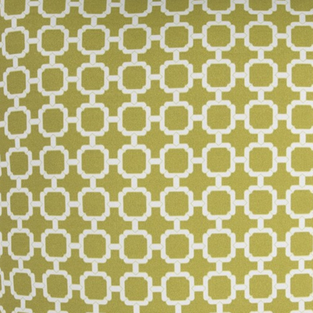 22" Green and White Quatrefoil Indoor Outdoor Throw Pillow