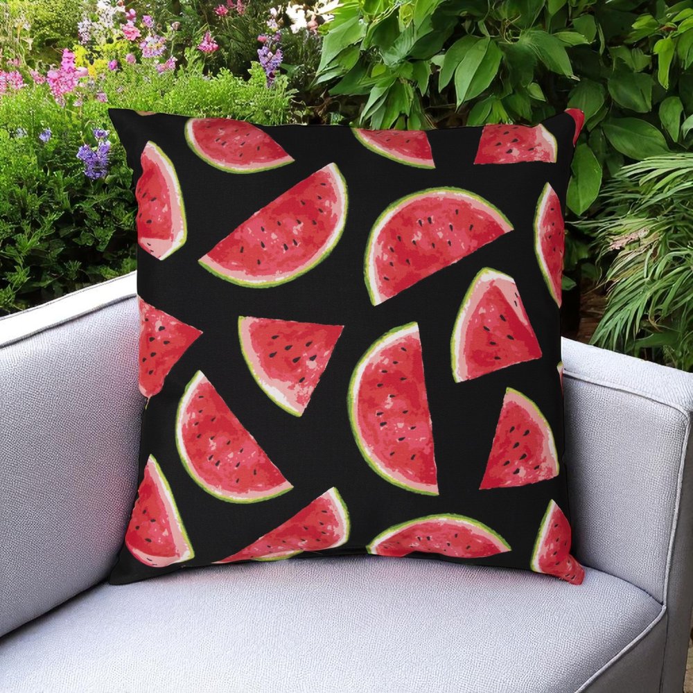 22" Natural And Red Watermelon Indoor Outdoor Throw Pillow