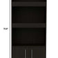 71" Light Gray Wood Three Tier Bookcase with Two Doors