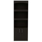 71" Light Gray Wood Three Tier Bookcase with Two Doors