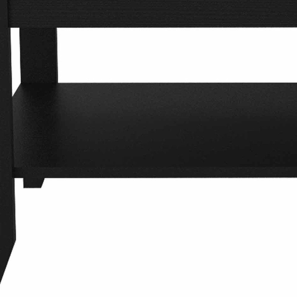 32" Black Coffee Table With Shelf