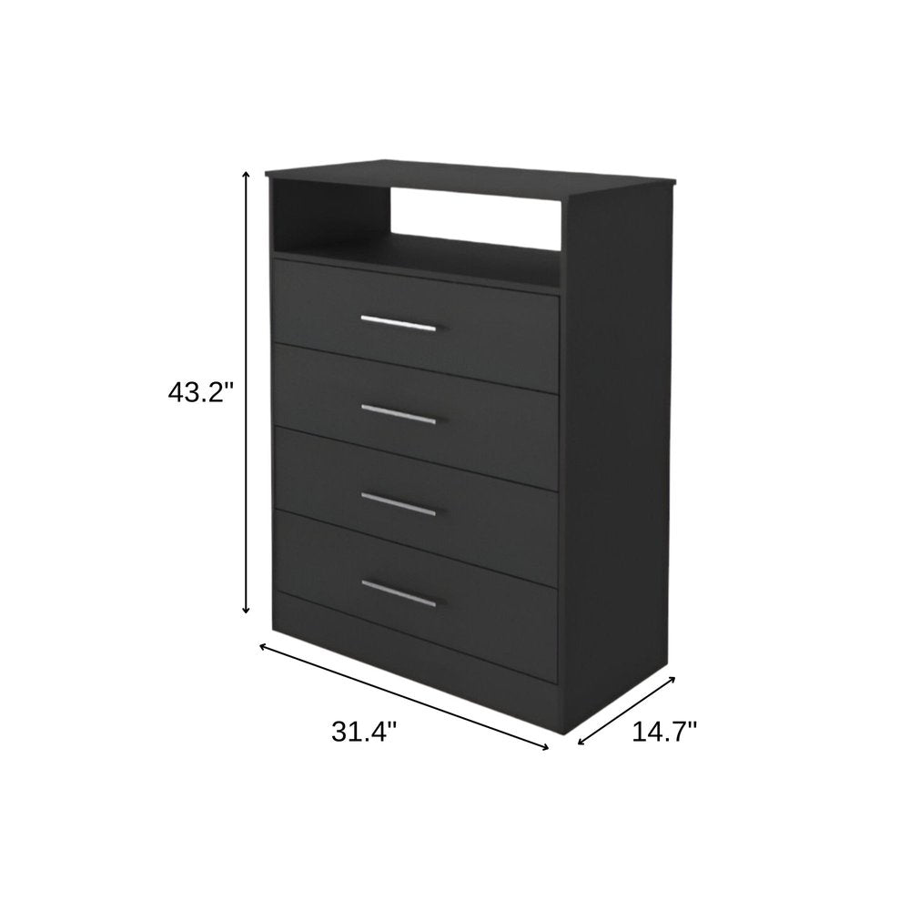 31" White Wood Four Drawer Dresser