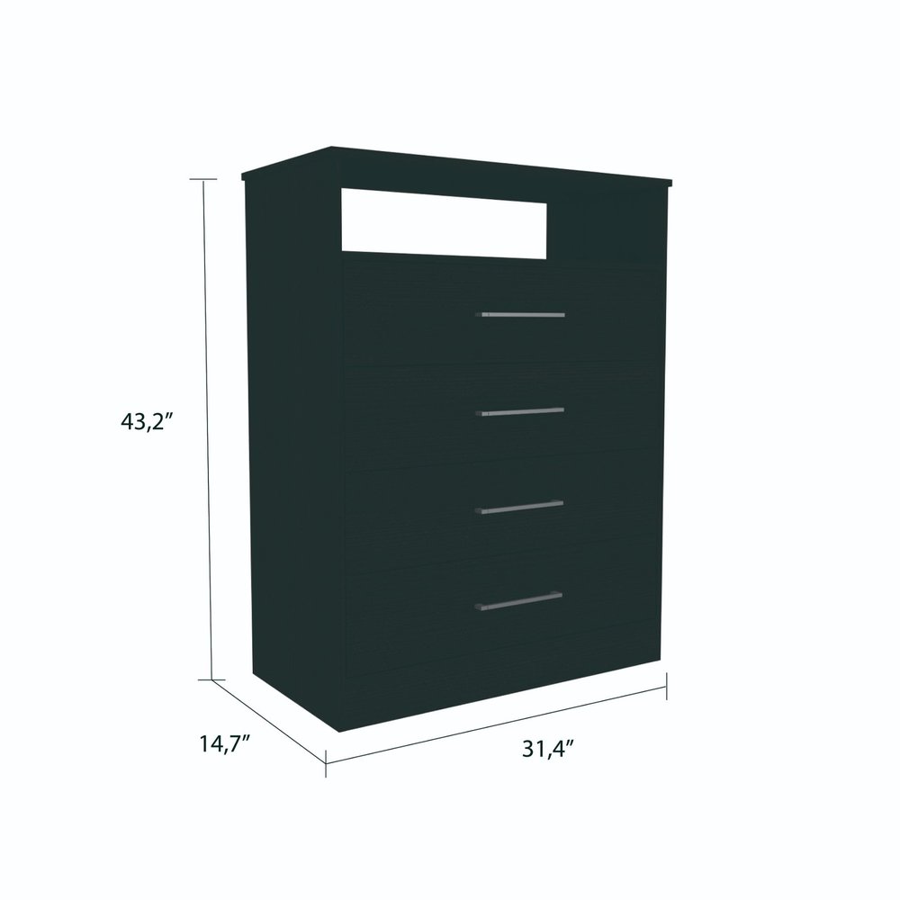 31" Black Four Drawer Vertical Dresser