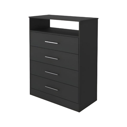 31" Black Wood Four Drawer Dresser