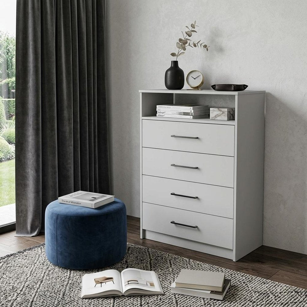 31" Black Wood Four Drawer Dresser