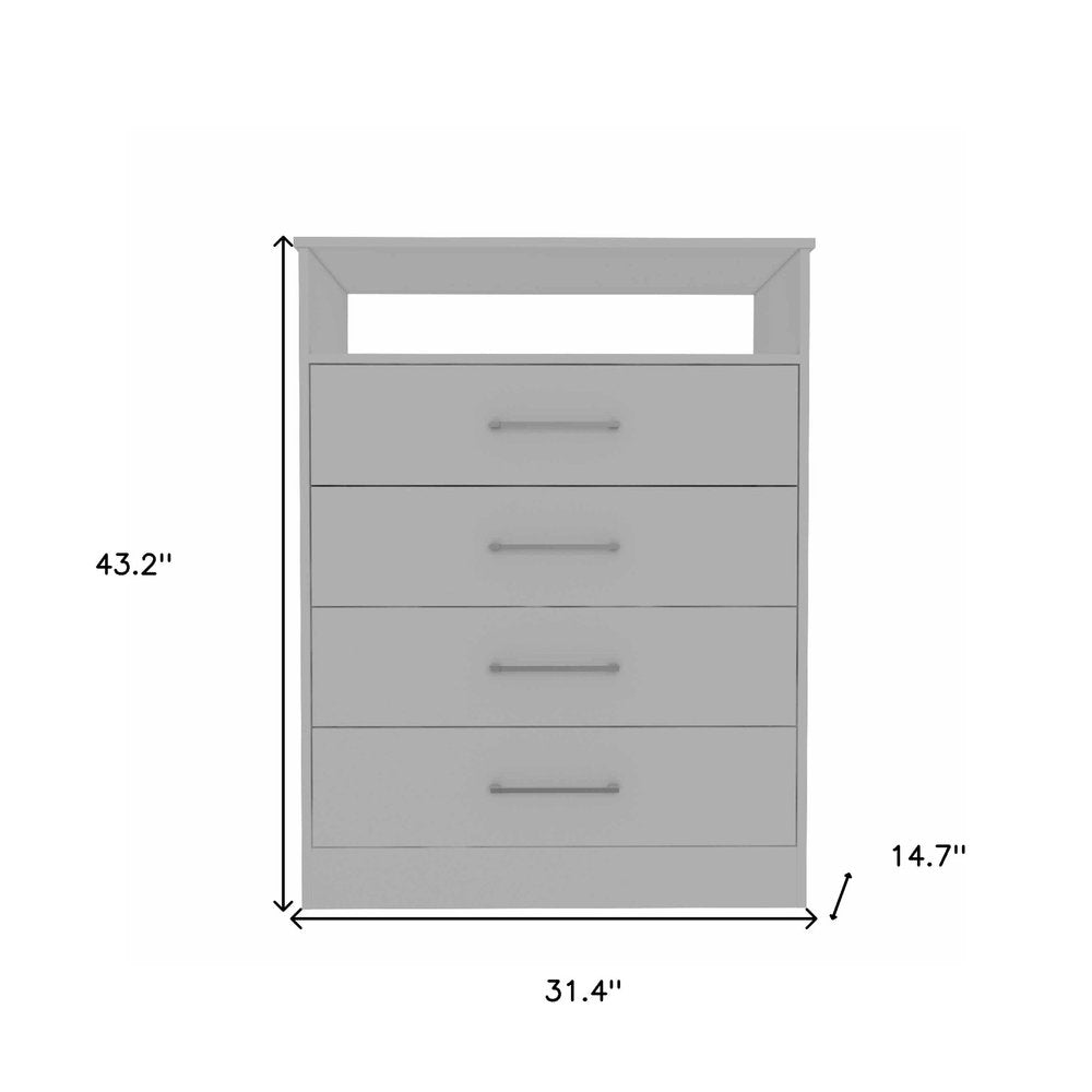 31" White Wood Four Drawer Dresser