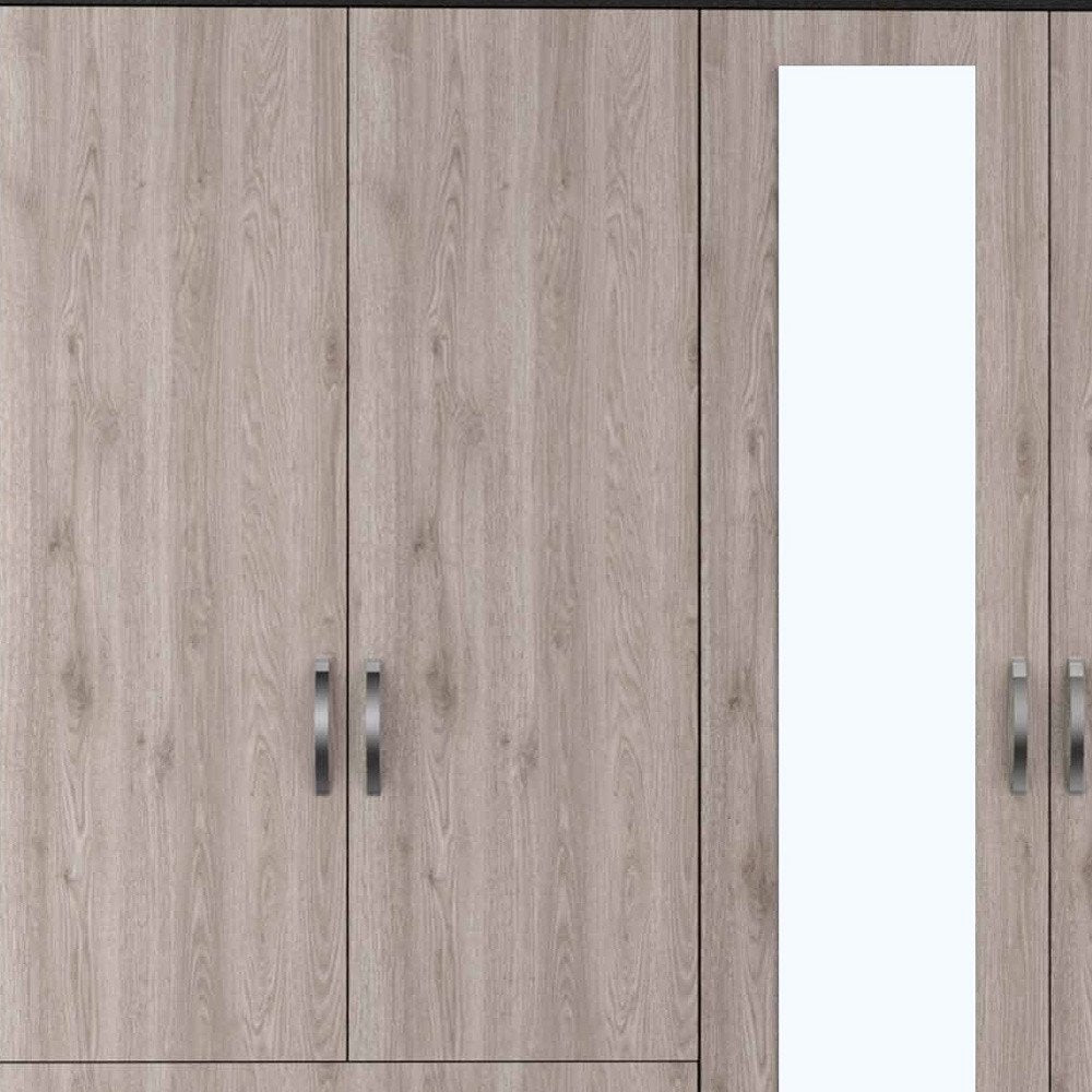 63" Brown And Black Wood Mirrored Two Drawer Dresser