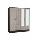 63" Brown And Black Wood Mirrored Two Drawer Dresser