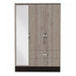 71" Brown And Black Wood Mirrored Three Door Two Drawer Combo Dresser