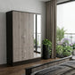 71" Brown And Black Wood Mirrored Three Door Two Drawer Combo Dresser