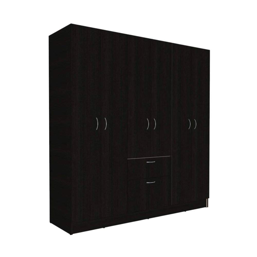 71" Black And White Wood Six Door Single Drawer Combo Dresser