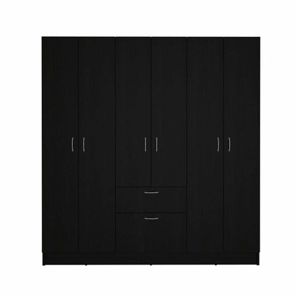 71" Black And White Wood Six Door Single Drawer Combo Dresser