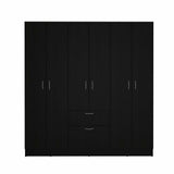 71" Black And White Wood Six Door Single Drawer Combo Dresser