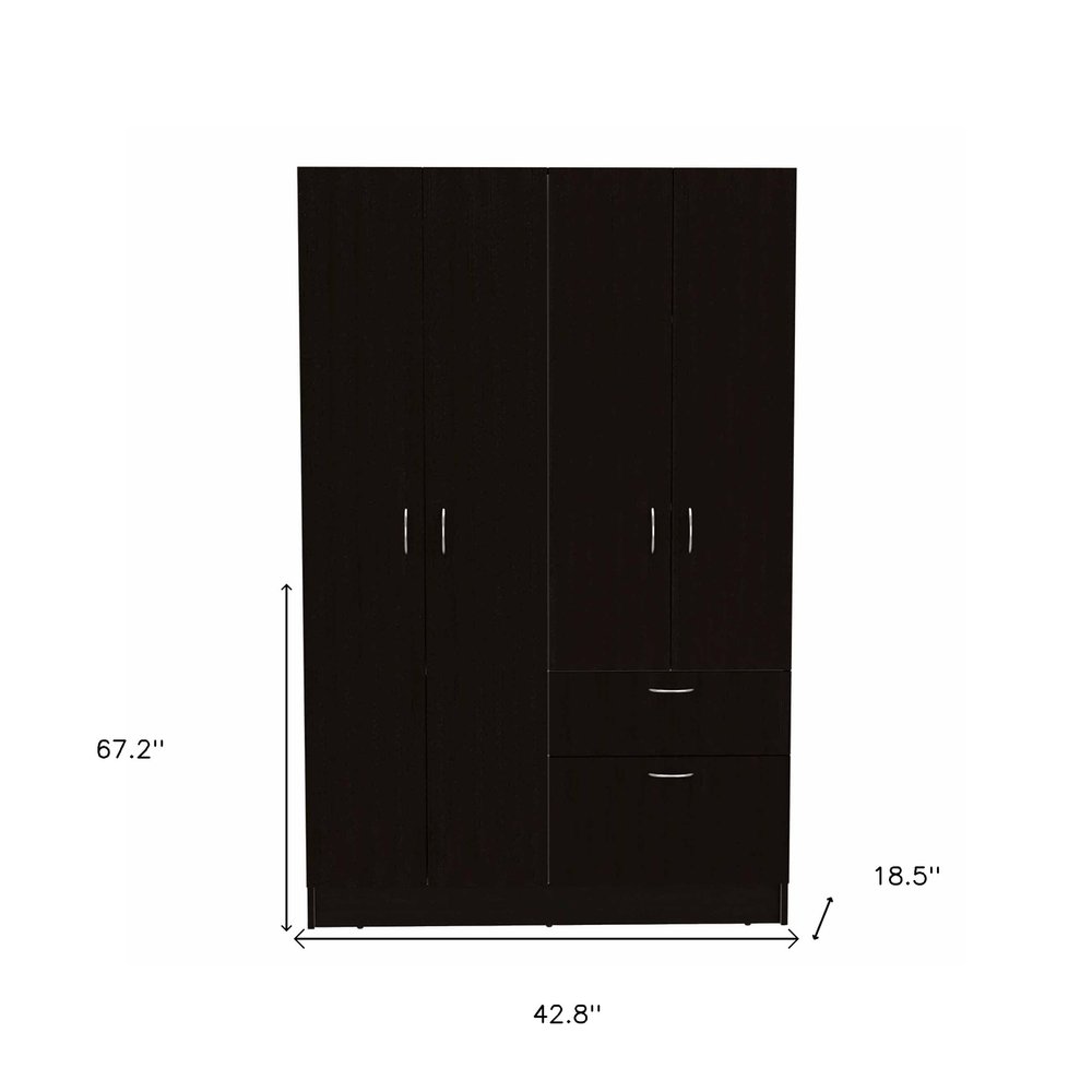 71" Black And White Wood Six Door Single Drawer Combo Dresser