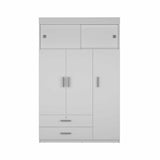 73" White Wood Three Door Two Drawer Combo Dresser