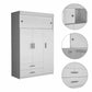 73" White Wood Three Door Two Drawer Combo Dresser