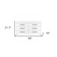 59" White Wood Six Drawer Double Dresser