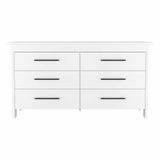 59" White Six Drawer Double Dresser
