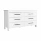 59" White Wood Six Drawer Double Dresser