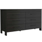 59" White Wood Six Drawer Double Dresser