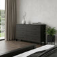 59" White Wood Six Drawer Double Dresser