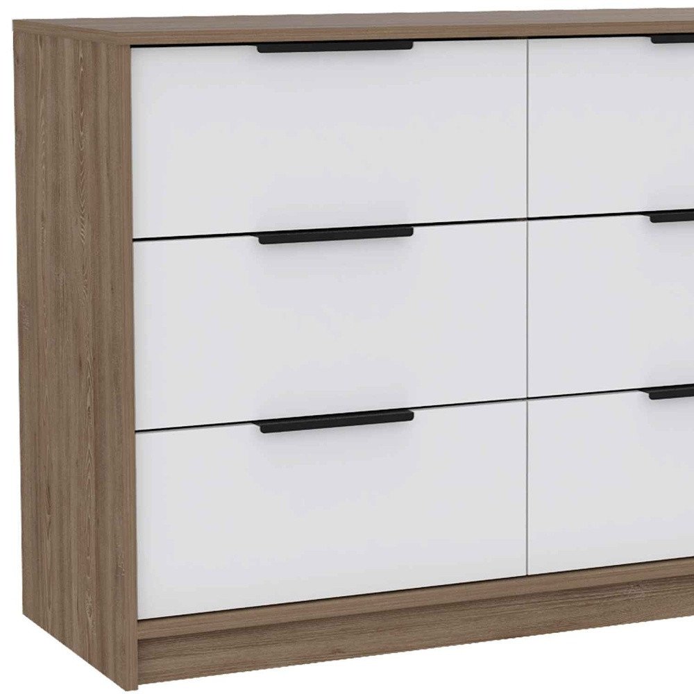 42" Brown And Black Wood Four Drawer Dresser