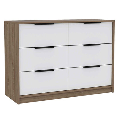 42" Brown And White Wood Four Drawer Dresser
